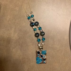 Blue/silver beaded necklace